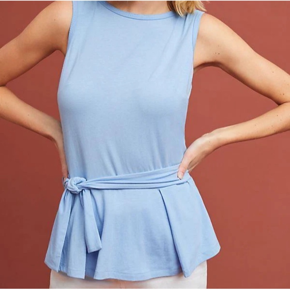 Anthropologie Light Blue Cotton Blend Top. Size M